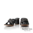 【Keeley Ann】金屬鍊條真皮粗跟拖鞋(黑色321772310-Ann系列)