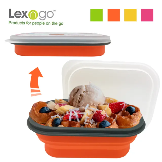 【Lexngo】可折疊快餐盒中-850ml(餐盒 環保 便當盒 折疊 野餐)