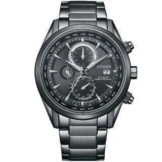 【CITIZEN 星辰 官方授權】光動能電波萬年曆三眼計時手錶-43mm 情人節 禮物(AT8265-81E)
