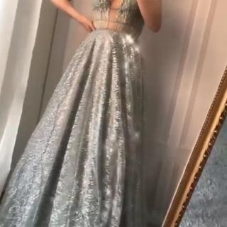 【女神婚紗禮服】高階奢華深V性感修身墜地裙宴會晚禮服 LA6251 灰色(聚會禮服 表演禮服)