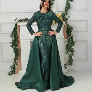 【女神婚紗禮服】極致長款華麗亮片魚尾宴會晚禮服 LA6613 綠色(敬酒服 主持人)