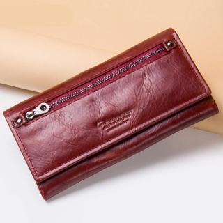 【米蘭精品】現貨+預購 長夾真皮手拿包(多功能頭層牛皮錢包女皮夾8色74ep37)