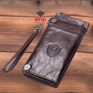 【米蘭精品】現貨+預購 長夾真皮手拿包(RFID多功能休閒錢包男女皮夾父親節禮物2色74ep16)