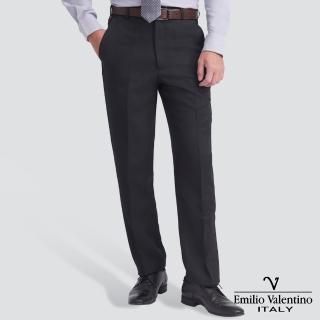 【Emilio Valentino 範倫提諾】經典條紋平面西裝褲(黑)