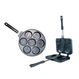 【三箭牌】鯛魚燒烤盤+七孔車輪餅烤盤 WY-019+WY-025(超值組合)