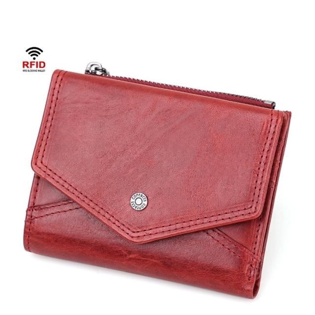 【米蘭精品】現貨+預購 短夾真皮手拿包(RFID牛皮錢包三折女皮夾2色74ep41)
