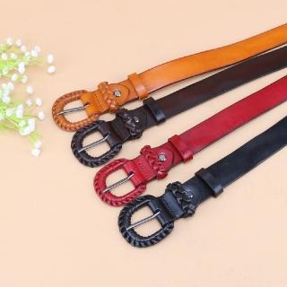 【米蘭精品】現貨+預購 100%真皮皮帶牛皮腰帶手工窄版細皮帶女牛仔褲休閒褲長褲(編織扣環復古4色74eg8)