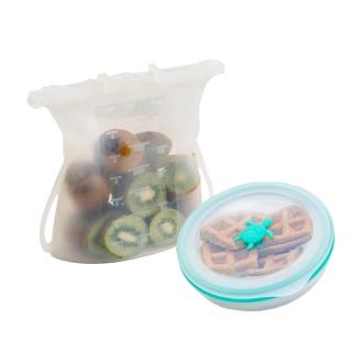 【仁舟淨塑】環保食器2件組 矽密盒600ml+保鮮袋1000ml(矽膠餐盒/保鮮盒 保鮮袋/密封袋)