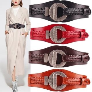 【米蘭精品】現貨+預購 腰封真皮皮帶(復古牛皮編織寬版女配件情人節生日聖誕節交換禮物4色74eg14)