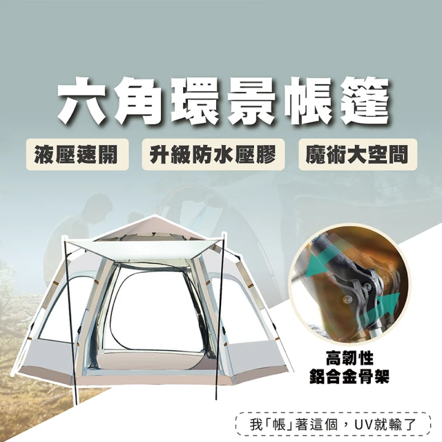 TAS CAMP 超大六角 環景帳篷 4-6人適用(露營帳篷 家庭帳篷 防蚊帳篷)