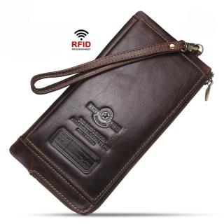 【米蘭精品】現貨+預購 長夾真皮手拿包(牛皮錢包RFID防盜刷男女皮夾父親節禮物6色74ep13)