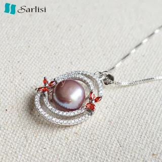 【Sarlisi】愛的漩渦純銀珍珠項鍊(白色、粉色、紫色)
