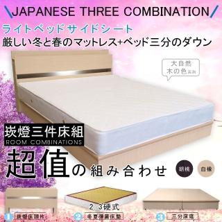【HOME MALL-民宿風崁燈】雙人5尺三件式硬式彈簧床組(2色)