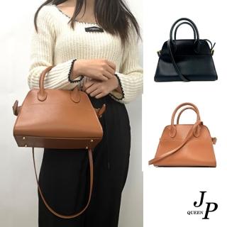 【Jpqueen】品味色調全真牛皮單肩斜手提背女用包(2色可選)