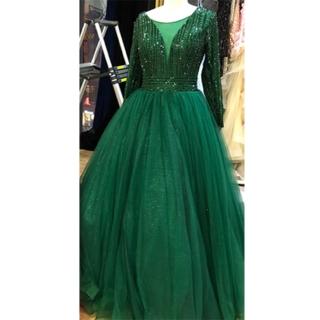 【女神婚紗禮服】極致多色手工縫珠閃亮蓬裙宴會晚禮服 LA70237 綠色(派對 酒會)
