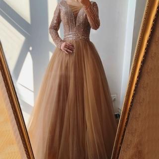 【女神婚紗禮服】極致多色手工縫珠閃亮蓬裙宴會晚禮服 LA70237 金色(派對 酒會)