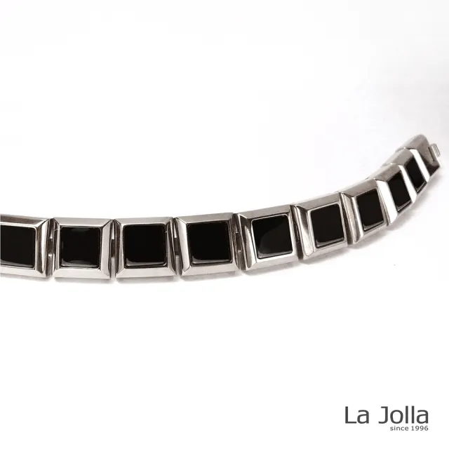 【La Jolla】雅痞風采 純鈦鍺手鍊(黑瑪瑙-金屬鍺x3)