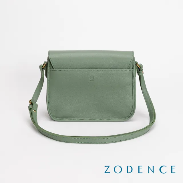 【ZODENCE 佐登司】RENEE進口真皮水滴釦方型斜背包(抹茶綠)