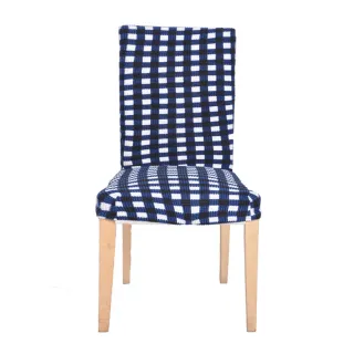 【Osun】4入組-歐桑生活典雅時尚餐椅套、辦公椅子套-藍黑白格子(特價CE199)