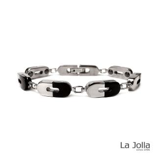 【La Jolla】月牙泉 純鈦鍺手鍊(黑瑪瑙-銀色-S)