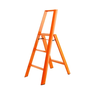 【長谷川Hasegawa】三階 LUCANO設計梯 橘色 3尺/79CM踏台鋁梯(ML系列ML-3OR)