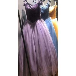 【女神婚紗禮服】高階高貴氣質吊帶蓬蓬裙宴會晚禮服 LA70483 紫色(晚宴服 派對)