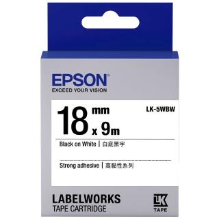 【EPSON】官方直營 高黏性標籤帶 白底黑字/18mm(LK-5WBW)
