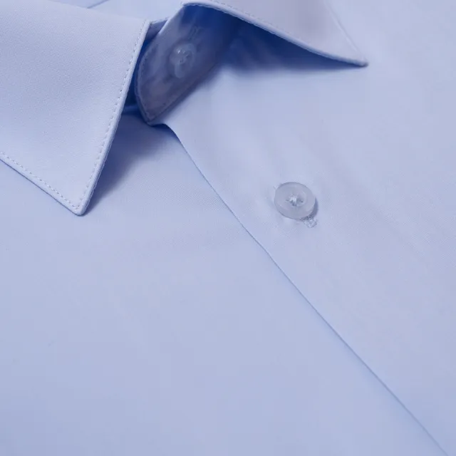 【Emilio Valentino 范倫提諾】仿天絲素面短袖襯衫(藍)
