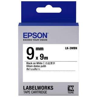 【EPSON】官方直營 標籤帶 白底黑字/9mm(LK-3WBN)