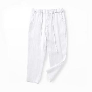 【米蘭精品】現貨+預購 休閒褲亞麻長褲(清新日常棉麻中腰九分男褲子6色74ex6)