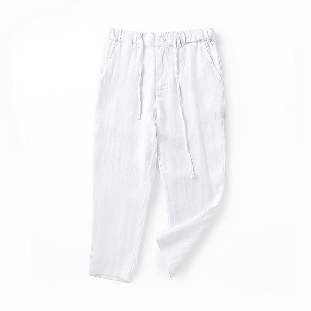 【米蘭精品】現貨+預購 休閒褲亞麻長褲(清新日常棉麻中腰九分男褲子6色74ex6)