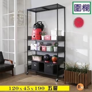 【BuyJM】加強型洞洞板120x45x190cm五層置物架附工業輪+4組圍欄