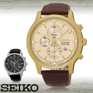 【SEIKO 精工】品味優雅三眼金框中性錶_男錶(SNDG70P1)