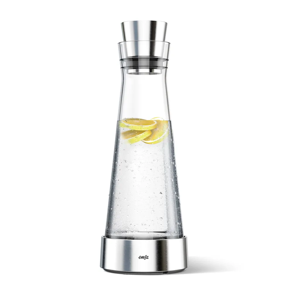 【德國EMSA】頂級玻璃保冷水瓶 酒瓶 含保冰裝置 德國原裝進口 保固2年(不鏽鋼-原鋼色)