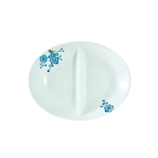 【新食器】蘭梅花香手繪9.5吋雙格餐盤(餐盤 雙格盤 盤子)