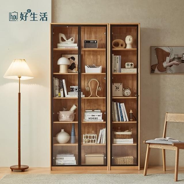 【hoi! 好好生活】預購★林氏木業自然物語若谷實木0.4M玻璃單門書櫃 PK1X