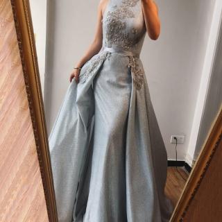 【女神婚紗禮服】高階銀色削肩名媛氣質魚尾宴會晚禮服 LA70215(年會主持人 派對)