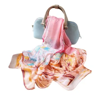 【Sukie】雪紡紗絲巾 圖樣絲巾/法式復古街景圖樣50X160雪紡紗絲巾 圍巾(4色任選)