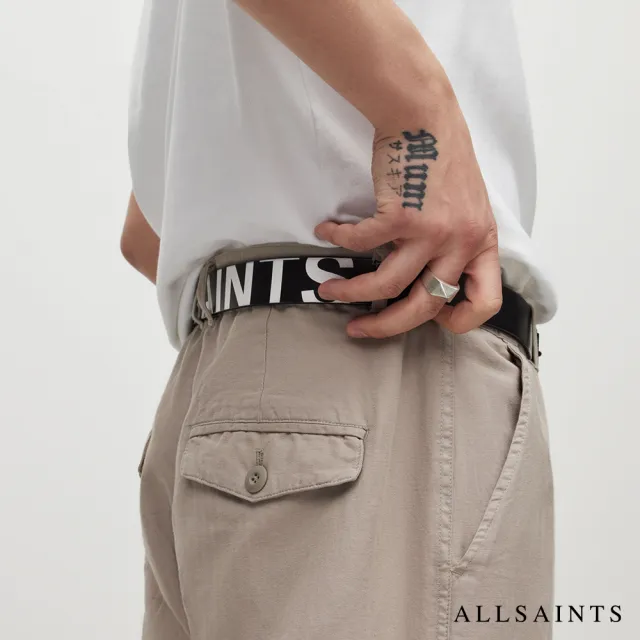 【ALLSAINTS】UNDERGROUND 素面LOGO純牛皮皮帶 MN516Y