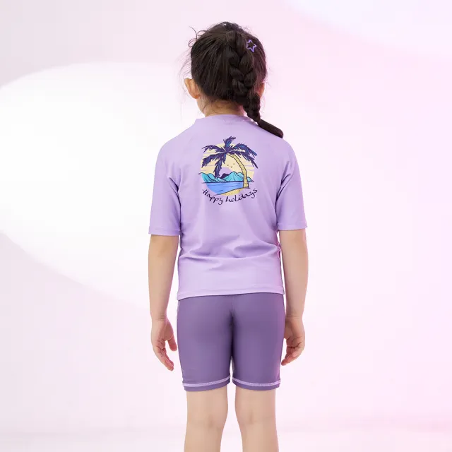 【Heatwave 熱浪】兒童兩截式泳衣短袖速乾女童游泳訓練游泳衣泳衣中大童(30305/110-150)