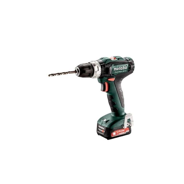 【metabo 美達寶】12V鋰電震動電鑽套組2.0Ah+配件組(PowerMaxx SB 12 SET)