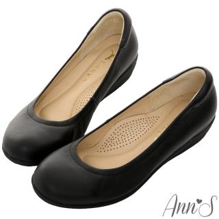 【Ann’S】奔跑彈力款全真羊皮楔型包鞋(黑)