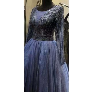 【女神婚紗禮服】極致多色手工縫珠閃亮蓬裙宴會晚禮服 LA70237 深藍色(派對 酒會)