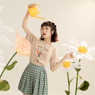【OB 嚴選】芬蘭插畫Hihka．樹葉印花大地色系中性寬版上衣 《IH0014》