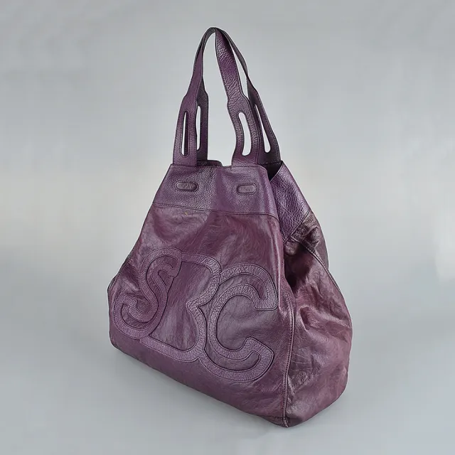 【See by Chloe’】SBC See By Chloe 字母LOGO復古設計牛皮開口式肩背包(展示品/藍莓紫)