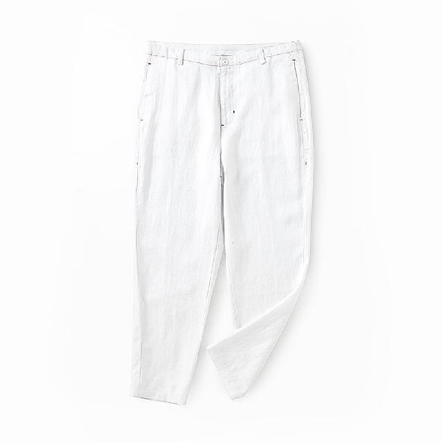 【米蘭精品】現貨+預購 休閒褲亞麻長褲(寬鬆舒適九分男褲子4色74ex8)