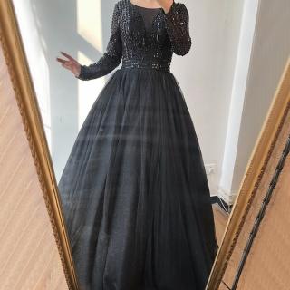 【女神婚紗禮服】極致多色手工縫珠閃亮蓬裙宴會晚禮服 LA70237 黑色(派對 酒會)