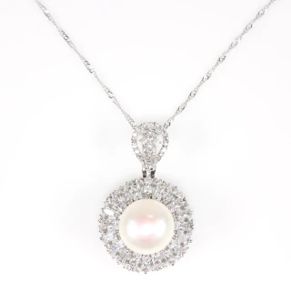 【寶石方塊】天然珍珠項鍊-925銀飾-高貴優雅(天然珍珠)