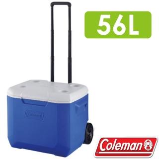 【美國 Coleman】海洋藍託輪冰箱 56L.高效能行動冰箱.保冷保冰箱(CM-27863)