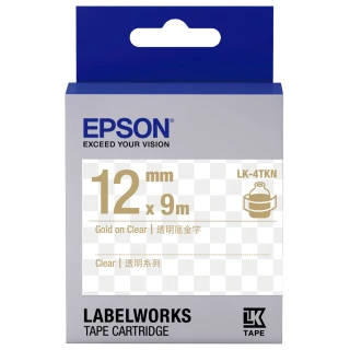 【EPSON】標籤帶 透明底金字/12mm(LK-4TKN)